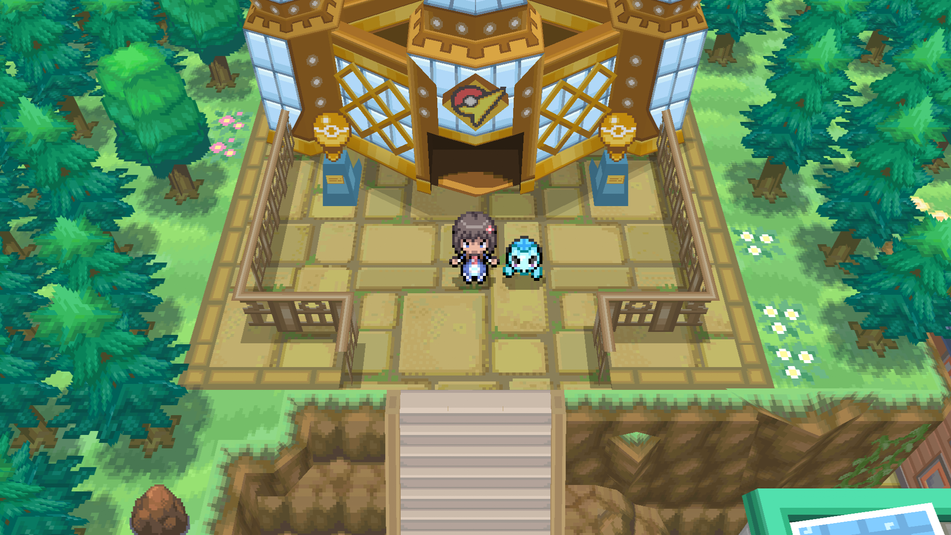 Choptile standing next to the trainer