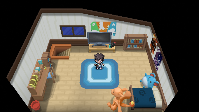 A teenager bedroom filled with Pokémon references