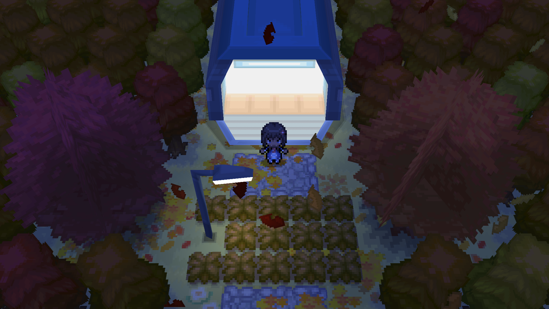 A trainer in the forest during night time