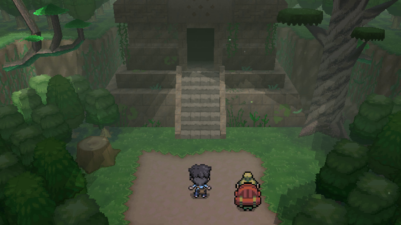 A trainer standing next to a temple